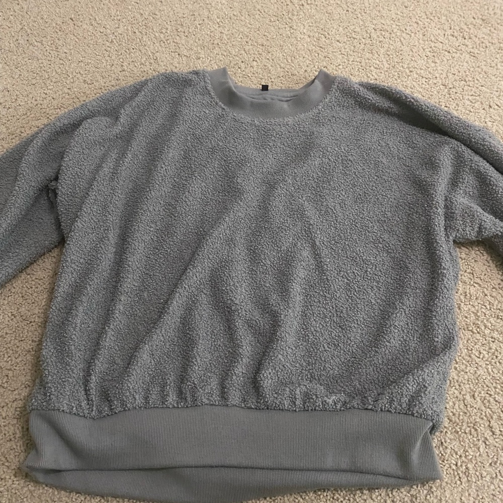 grey fuzzy sweater